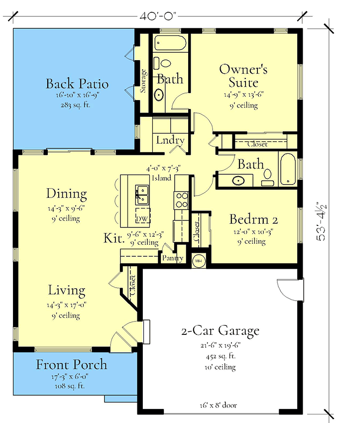 Plan 833064WAT: Single-Story Contemporary Ranch House Plan with Clustered Bedroom Layout - 1252 Sq Ft - Floor Plan - Main Level - Contemporary, Ranch