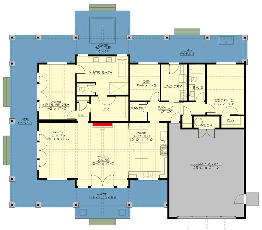Plan 230007JD: 2-Bed Rustic Mountain House Plan with Wrap-Around Porch ...
