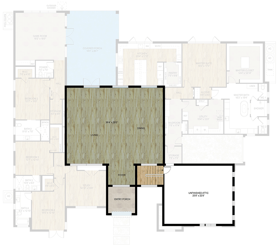 Plan 430134LY: 4-Bedroom Modern House Plan with Unfinished Attic Upstairs - 4641 Sq Ft - Floor Plan - 2nd Floor - Contemporary, Modern