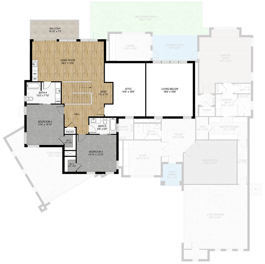Plan 430137LY: Two-Story Contemporary House Plan with Media Room - 4467 Sq Ft - Floor Plan - 2nd Floor - Contemporary