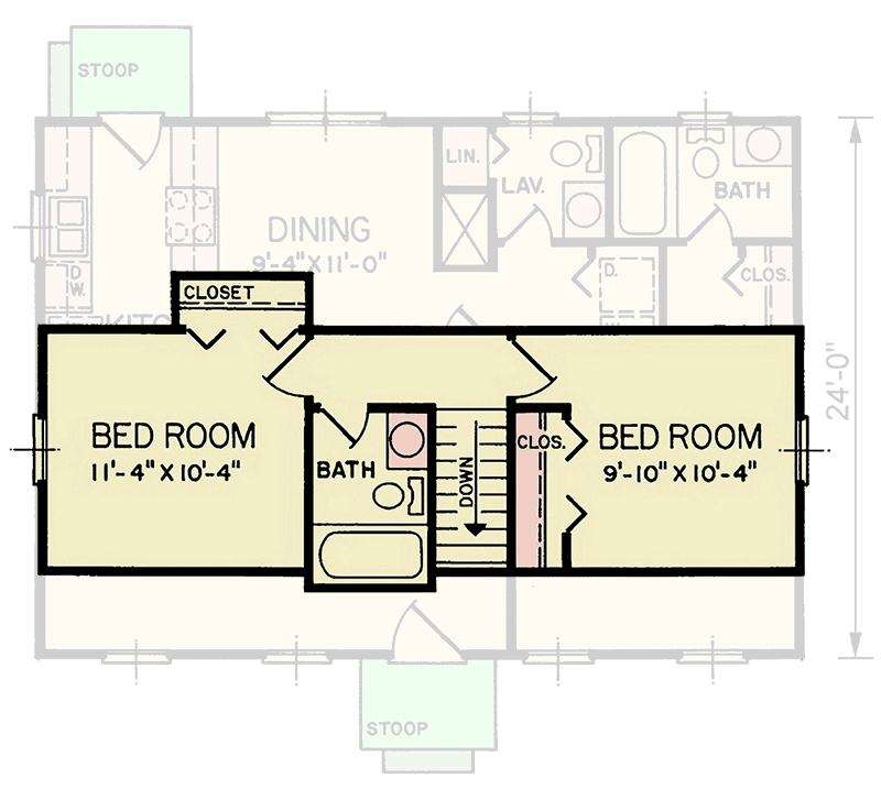 Plan 25871GE: Two-Story Cottage House Plan with Closed Floor Plan - 1191 Sq Ft - Floor Plan - 2nd Floor - Cottage, Traditional