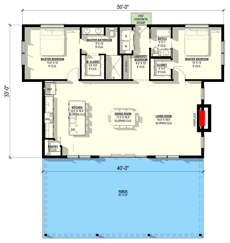 Plan 405003FDC: Inviting Modern Cottage Plan with Vaulted Great Room and Expansive Porch - Floor Plan - Main Level - Cottage, Country