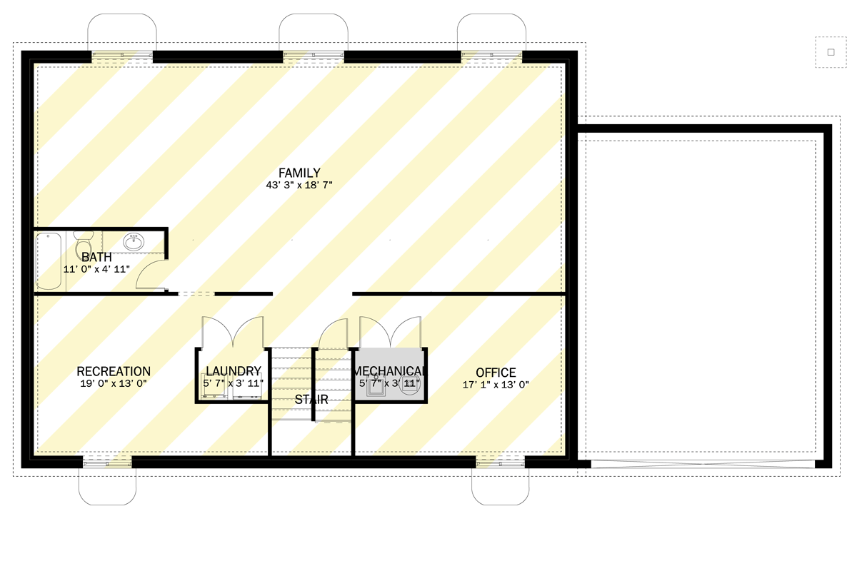 Plan 61625UT: 1-Bed New American House Plan with Optional Basement and Bonus Room - 1156 Sq Ft - Floor Plan - Optionally Finished Basement - New American, Traditional