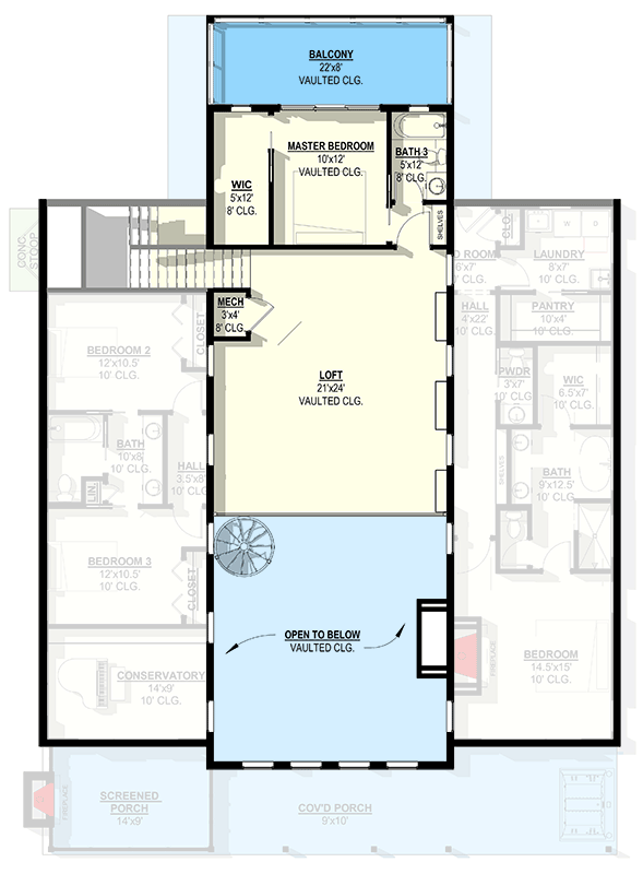 Plan 405015FDC: Elegant 4 Bedroom Barndominium Home Plan with Loft and Dual Porches - Floor Plan - 2nd Floor - Barndominium, Country