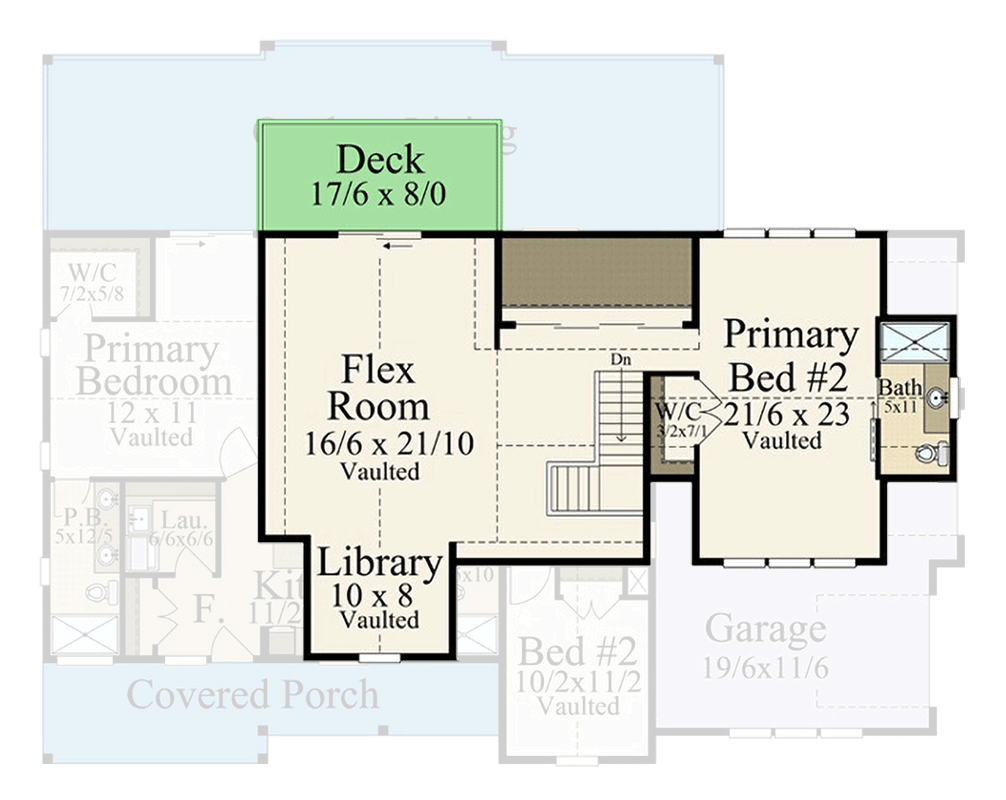 Plan 85468MS: 3-Bed New American House Plan with Library and Flex Room - 2554 Sq Ft - Floor Plan - 2nd Floor - Farmhouse, New American