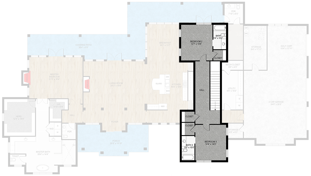 Plan 430145LY: 4-Bed Transitional House Plan with Game Room - 4386 Sq Ft - Floor Plan - 2nd Floor - Transitional
