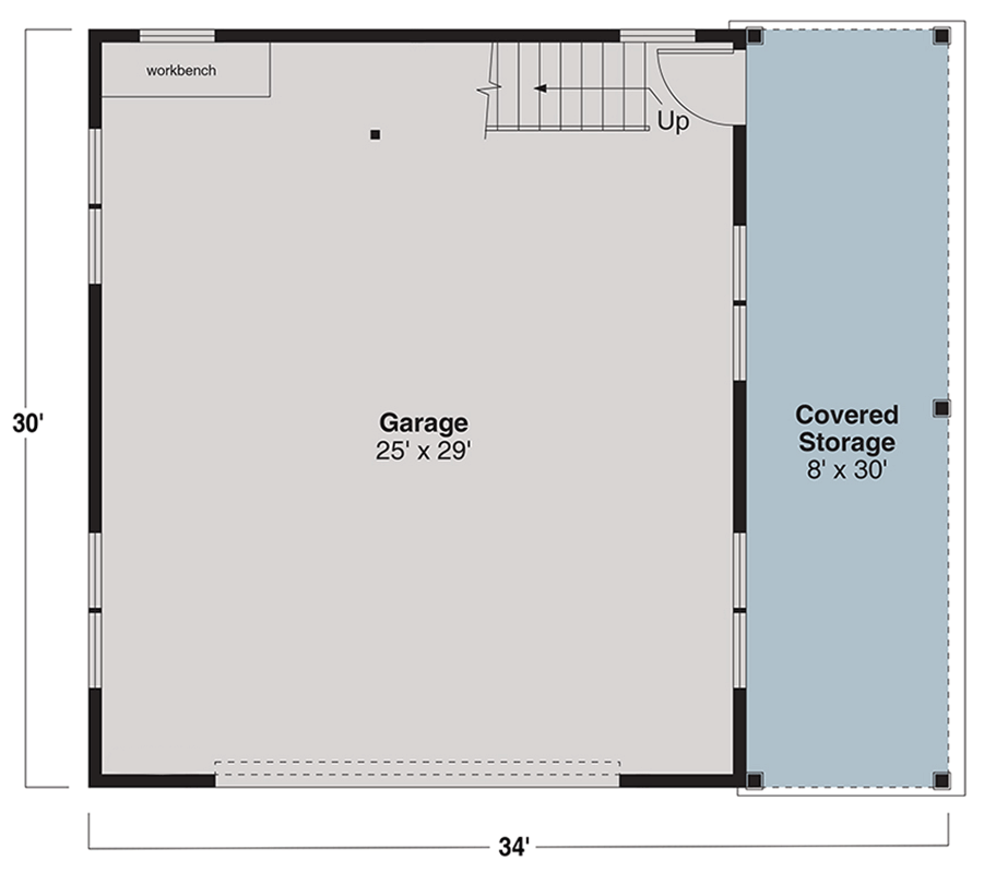 Plan 720110DA: 2-Car Garage Plan with Vaulted Flex Space and Workshop - 780 Sq Ft - Floor Plan - Main Level - Country, Craftsman