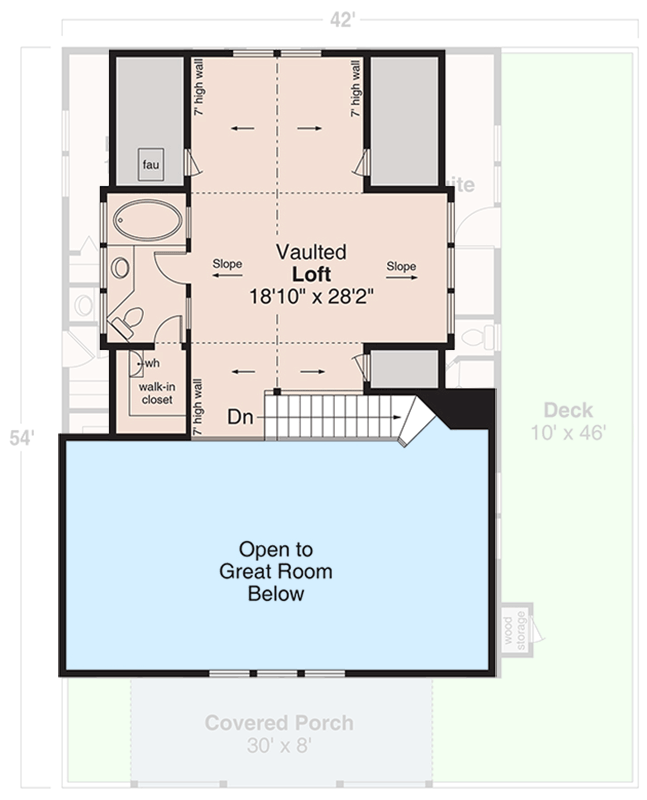 Plan 720113DA: Two-Story Country Cabin House Plan with Wrap-Around Deck - 2023 Sq Ft - Floor Plan - 2nd Floor - Cabin, Cottage, Country, Craftsman, Vacation