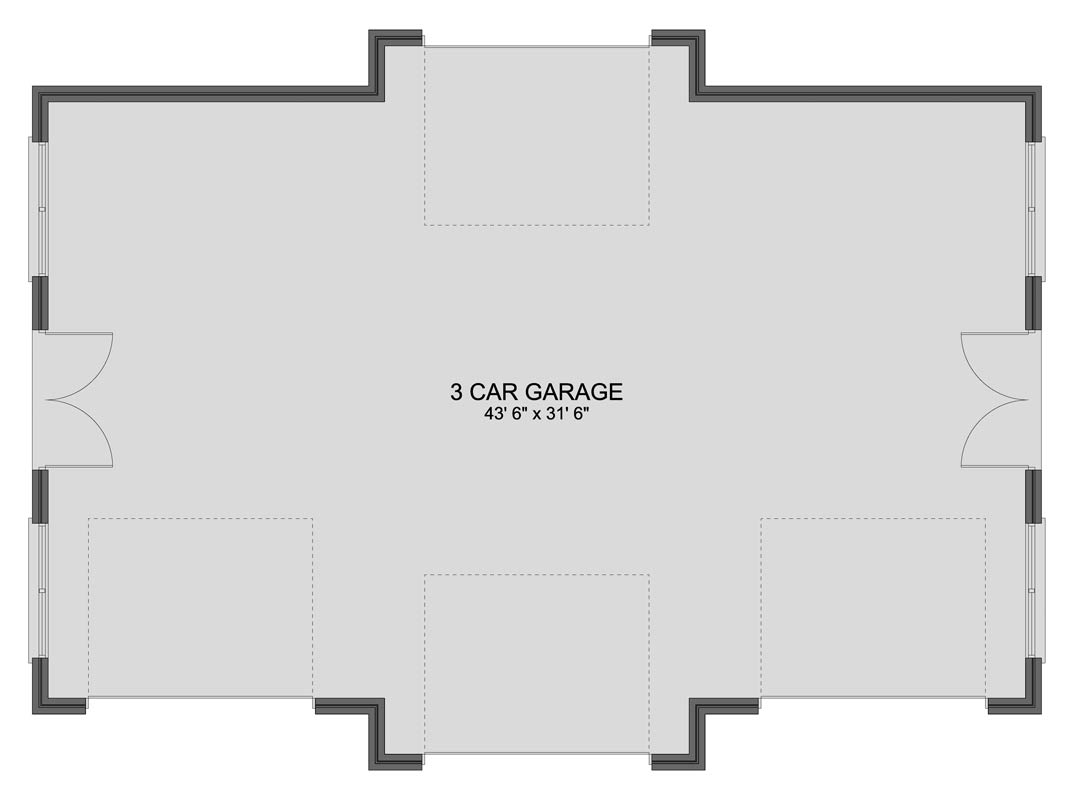 Plan 61631UT: Stand Alone Garage with 3-Car Bay - 1335 Sq Ft - Floor Plan - Main Level - Traditional