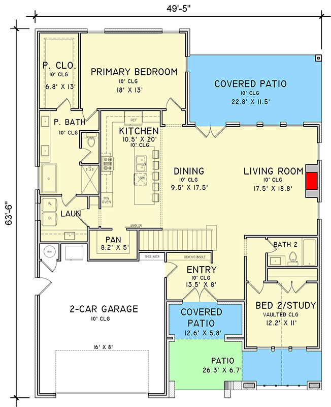 Plan 302007PSK: 5-Bed Transitional European House Plan with Loft and Dual Covered Patios - Floor Plan - Main Level - European, Transitional
