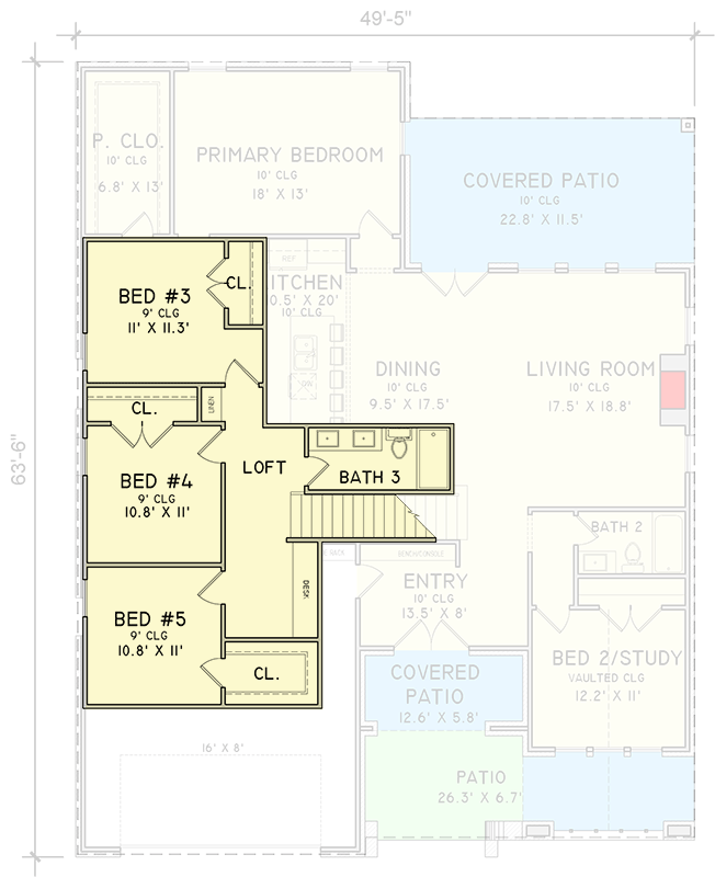 Plan 302007PSK: 5-Bed Transitional European House Plan with Loft and Dual Covered Patios - Floor Plan - 2nd Floor - European, Transitional