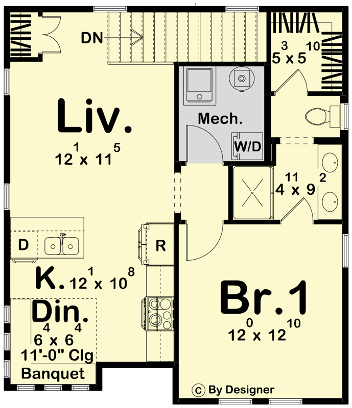 Plan 623516DJ: Contemporary Carriage House Plan with 1-bedroom - Floor Plan - 2nd Floor - Carriage, Contemporary, French Country