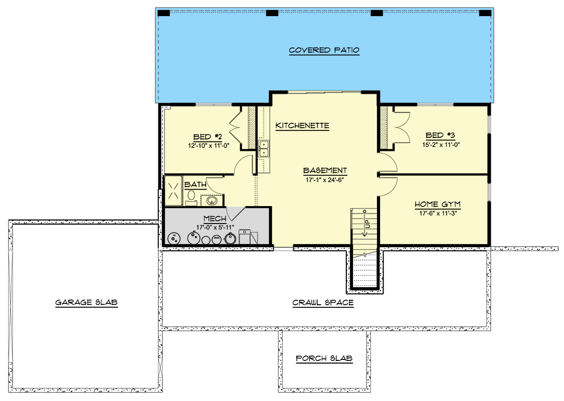 Plan 135359GRA: Contemporary Mountain House Plan with Finished Lower Level - 3336 Sq Ft - Floor Plan - Lower Level - Contemporary, Mountain