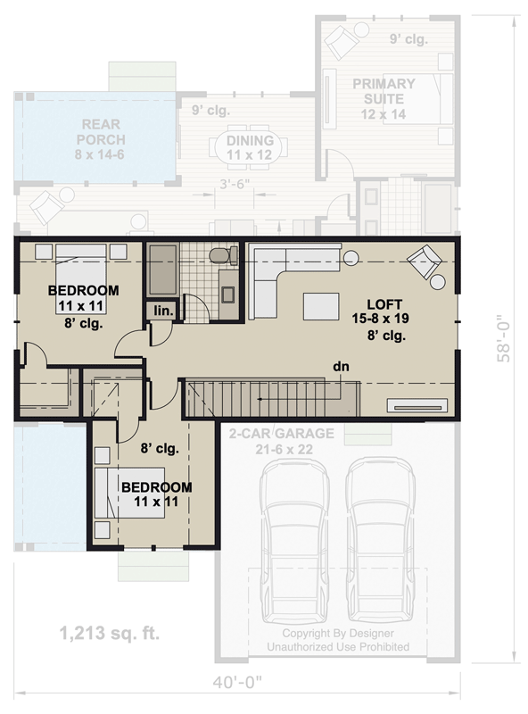 Plan 140008RK: Two-Story 3-Bedroom Country House Plan with Upstairs Loft - Floor Plan - 2nd Floor - Country, Traditional