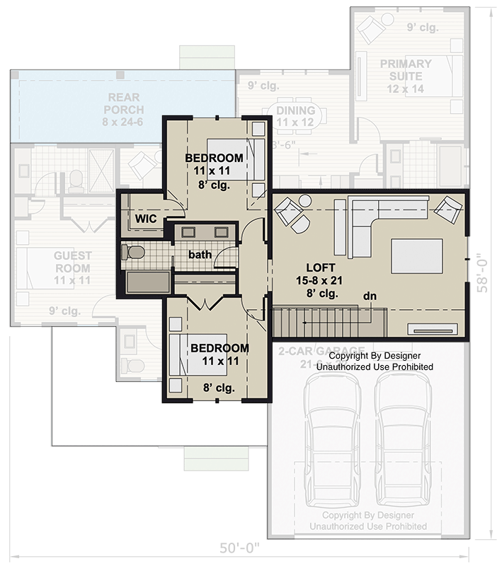 Plan 140015RK: Charming New American House Plan with 4 Beds, Main-Level Primary Suite - Floor Plan - 2nd Floor - Country, New American, Traditional