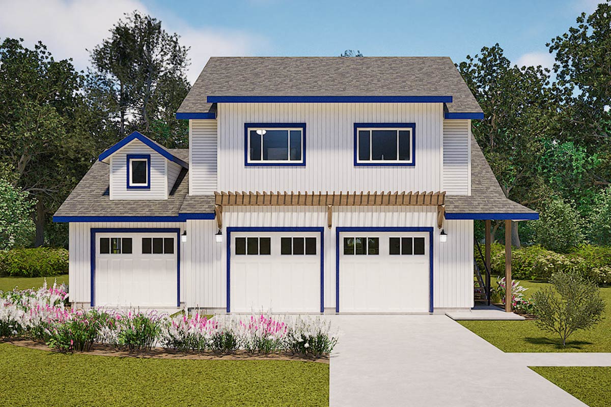 Plan 180021VNW: Charming 3-Car Garage Apartment with Vaulted Living and ...