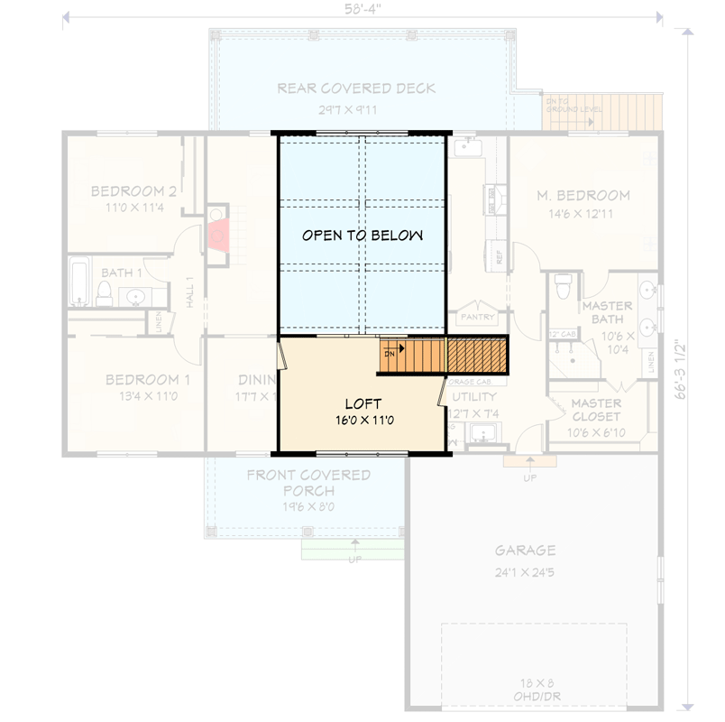 Plan 28951JJ: Modern Farmhouse-Style Lake House Plan with Loft and Walkout Basement - 2000 Sq Ft - Floor Plan - 2nd Floor - Craftsman, Modern Farmhouse, New American, Traditional