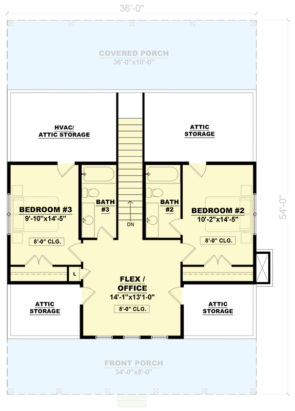 Plan 810038RBT: Two-Story Modern Farmhouse Plan with Flex Room or Office Space - 2050 Sq Ft - Floor Plan - 2nd Floor - Farmhouse, Modern Farmhouse