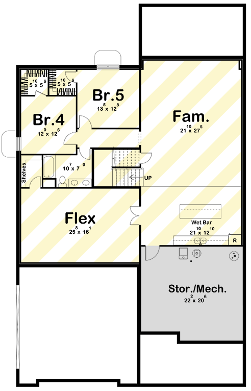 Plan 623519DJ: Single-Story Modern House Plan with Home Office - 2613 Sq Ft - Floor Plan - Optional Lower Level Layout ($ Paid Option) - Mid Century Modern, Modern