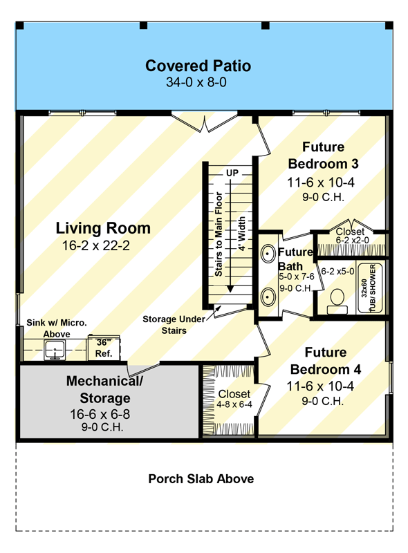 Plan 51227MM: 2-Bed Cottage Farmhouse Plan Under 1000 Sq Ft - Floor Plan - Optional Basement Level - Cottage, Country, Farmhouse