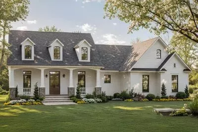 Image showcasing Cost-to-Build Report for Plan 51233MM: Modern Farmhouse with Cozy Porch ...