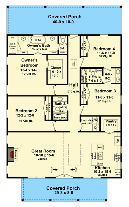 Plan 51243MM: Spacious Barndominium with Elegant Great Room - Floor Plan - Main Level - Barndominium, Country, Farmhouse