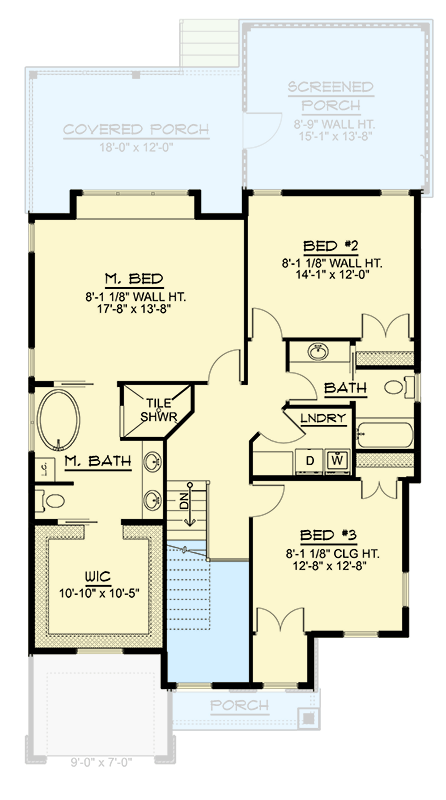 Plan 135363GRA: Two-Story Traditional House with Screened Porch and Private Office - Floor Plan - 2nd Floor - Traditional