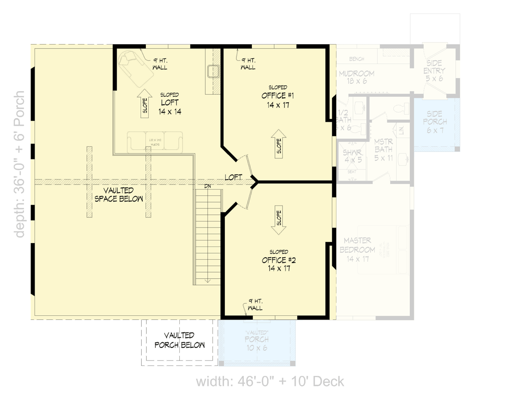 Plan 680568VR: Modern Mountain Retreat with Spacious Loft and Two Home Offices - Floor Plan - 2nd Floor - Mountain