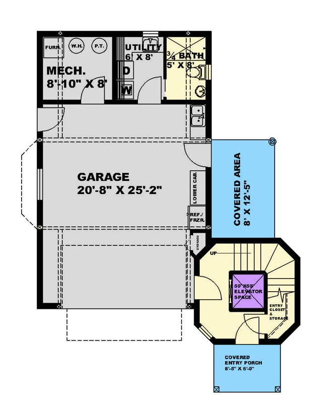 Plan 350141GH: Contemporary Farmhouse Plan with Tower and Loft - Floor Plan - Basement Level - Farmhouse