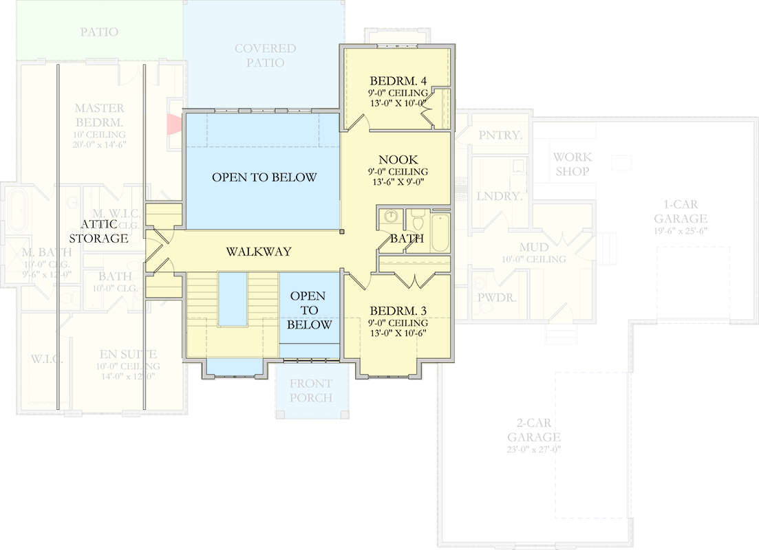 Plan 490136NAH: Modern Transitional House Plan with Vaulted Great Room and 3-Car Garage - Floor Plan - 2nd Floor - European, Transitional