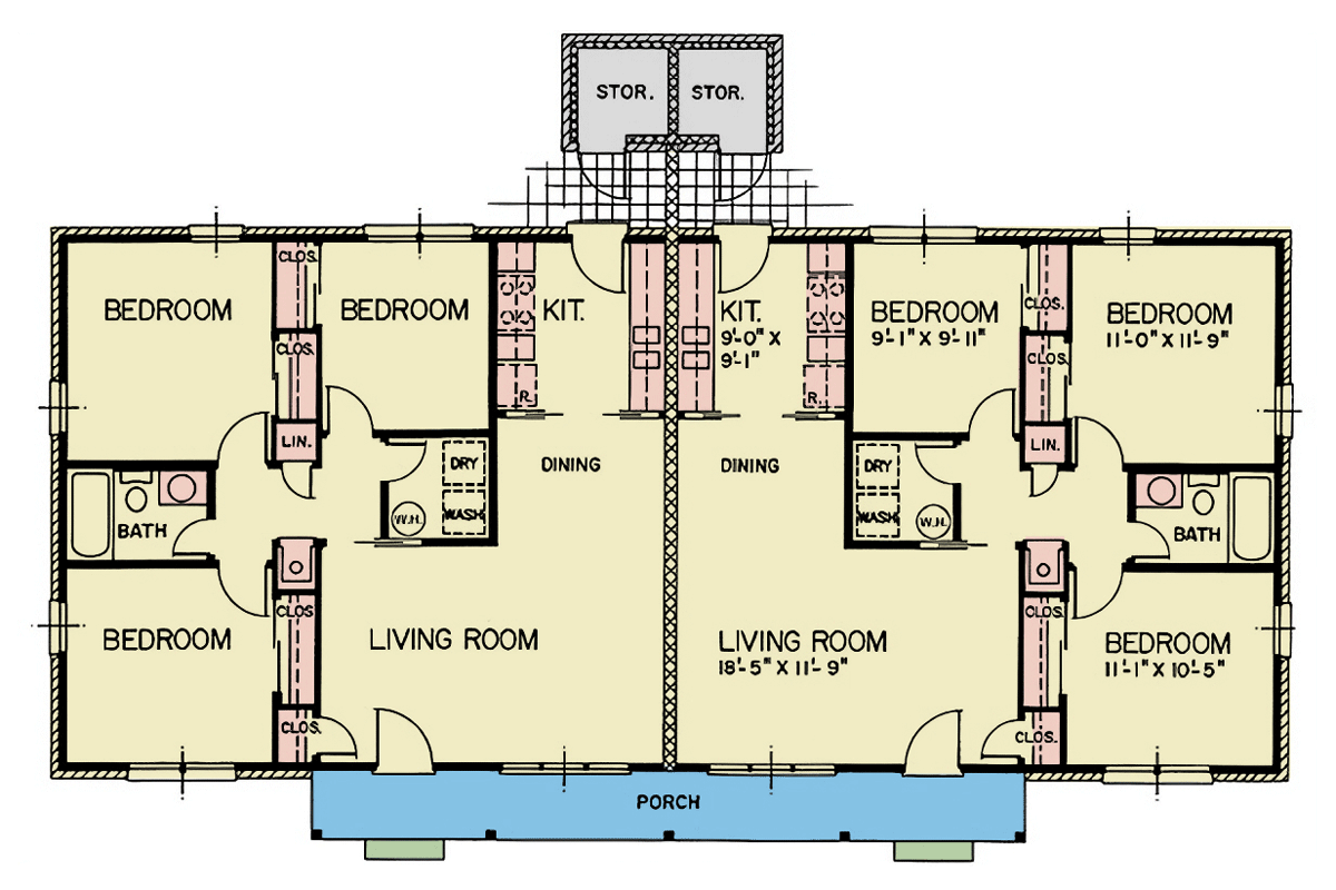 Plan 25900GE: Spacious Duplex with Modern Charm and Ample Storage - Floor Plan - Main Level - Ranch