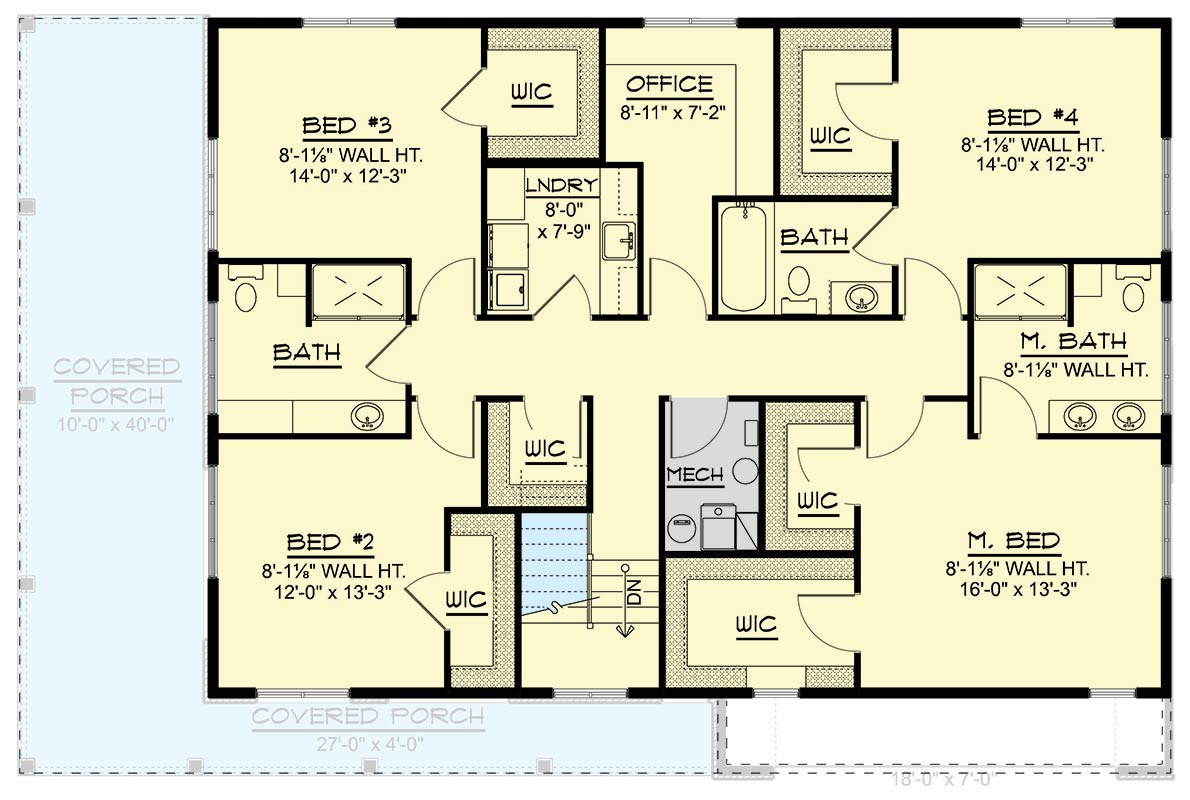 Plan 135366GRA: Modern Farmhouse Charm with Spacious Design and Wraparound Porch - Floor Plan - 2nd Floor - Modern Farmhouse, Mountain