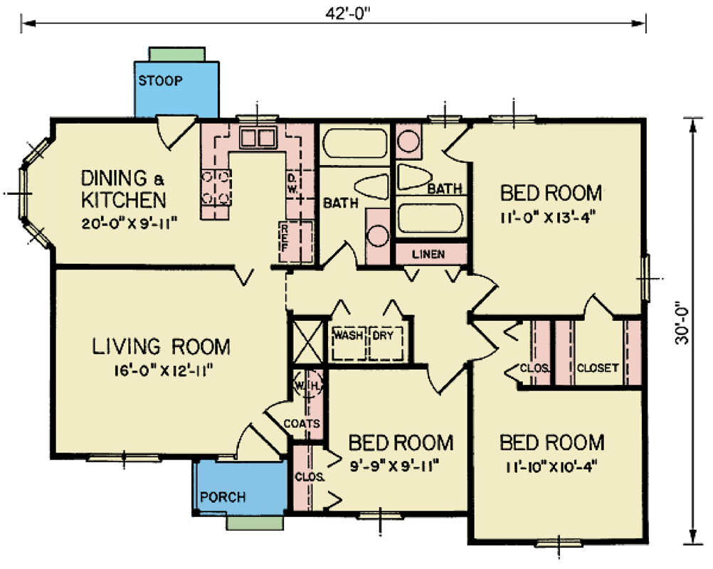 Plan 25905GE: Charming Craftsman Ranch Home with Cozy Layout - Floor Plan - Main Level - Craftsman, Ranch, Traditional