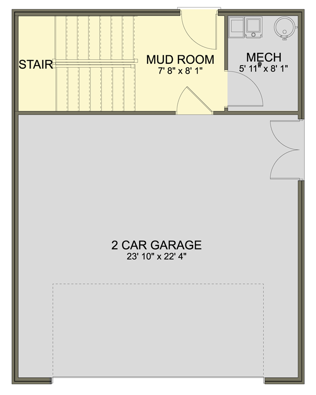 Plan 61639UT: Contemporary Retreat with Lofted Living Area and Spacious Garage - Floor Plan - Main Level - Contemporary