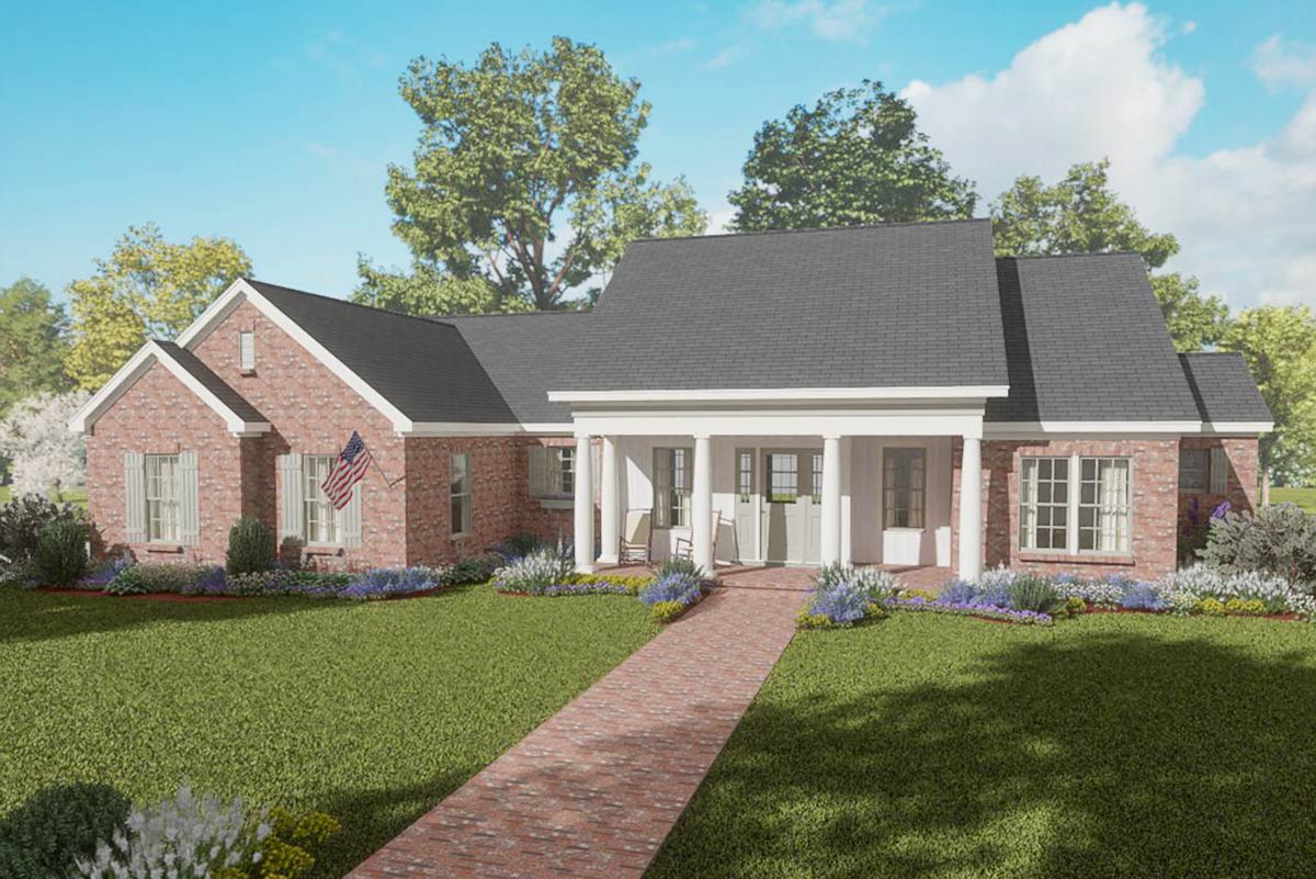 Plan 54043LK: Charming Southern Ranch with Spacious Porch and Modern ...