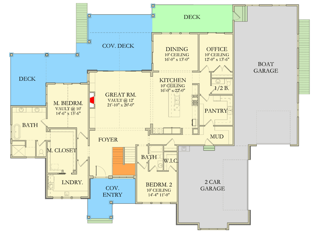 Plan 490140NAH: Expansive 5-Bed Modern Home with Sport Court and RV Garage - Floor Plan - Main Level - Country, Hill Country, Modern
