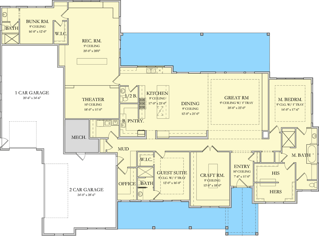 Plan 490141NAH: Contemporary Ranch with Luxurious Amenities and ...