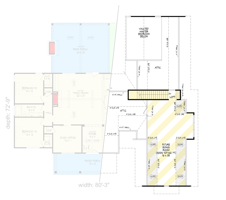 Plan 680571VR: Inviting Modern Farmhouse with Spacious Bonus Room and Outdoor Comfort - Floor Plan - Optionally Finished Bonus Room - Modern Farmhouse, New American