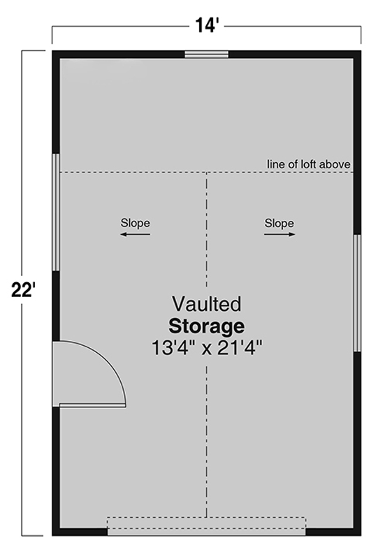 Plan 720126DA: Efficient Storage Shed Plan with Vaulted Interior - Floor Plan - Main Level - Traditional