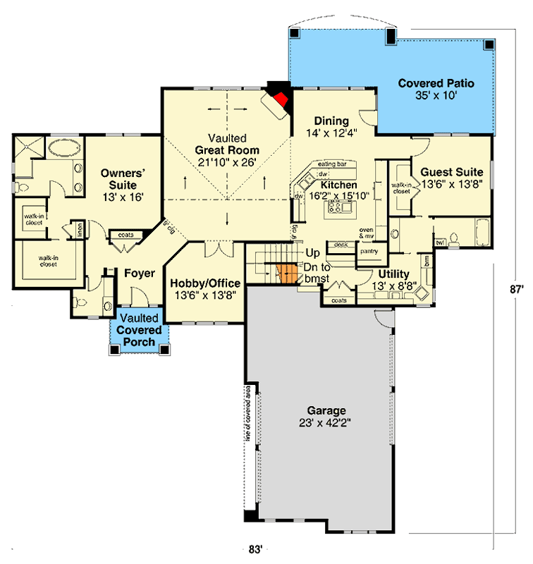 Plan 720127DA: Expansive Craftsman Home Plan with Vaulted Ceilings and Spacious Garage - Floor Plan - Main Level - Craftsman, Traditional