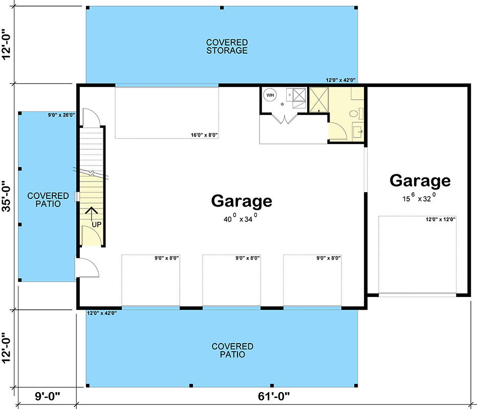 Plan 42466DB: Spacious Garage Apartment with Workshop and Home Office - Floor Plan - Main Level - Barndominium, Carriage, Country, Craftsman, Mountain, New American, Rustic
