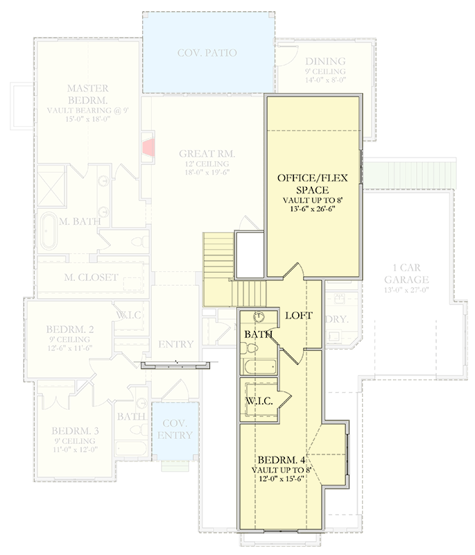 Plan 490150NAH: Spacious Modern Farmhouse with Office or Flex Space - Floor Plan - 2nd Floor - Farmhouse, Modern Farmhouse, New American