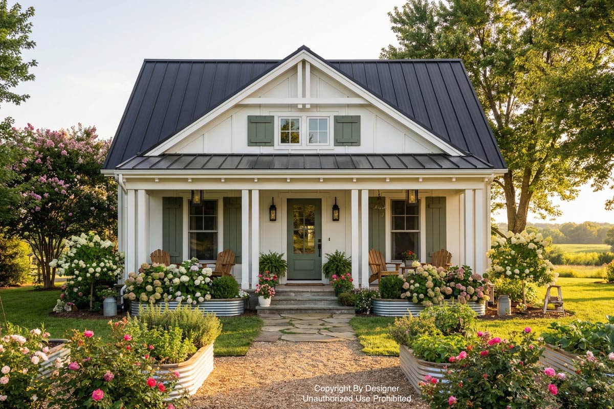 Plan 140023RK: Charming Cottage with Spacious Front Porch and Screened Room