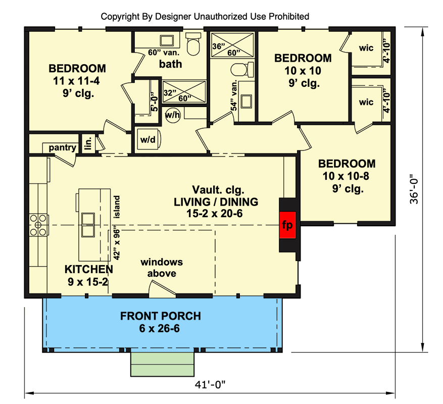 Plan 140035RK: Single-Story Modern Farmhouse House Plan with Vaulted Living Area - Floor Plan - Main Level - Country, Farmhouse, Modern Farmhouse