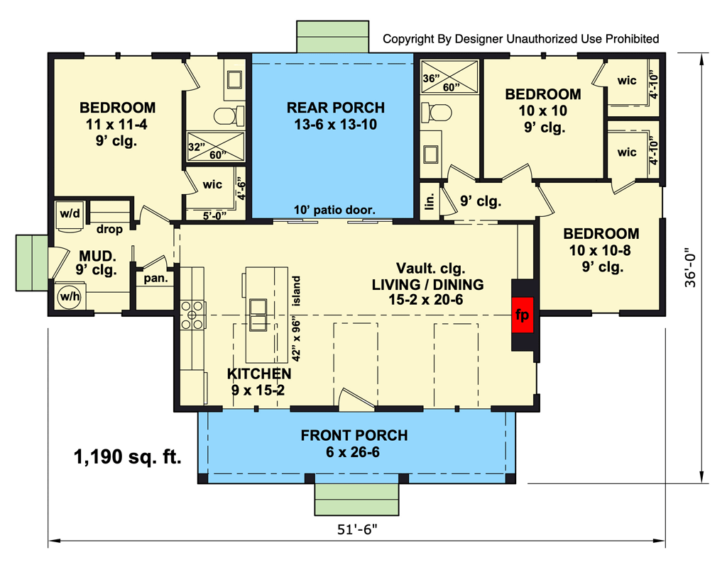 Plan 140039RK: 3-Bed Modern Farmhouse Plan with Split Bedroom Layout - Floor Plan - Main Level - Farmhouse, Modern Farmhouse