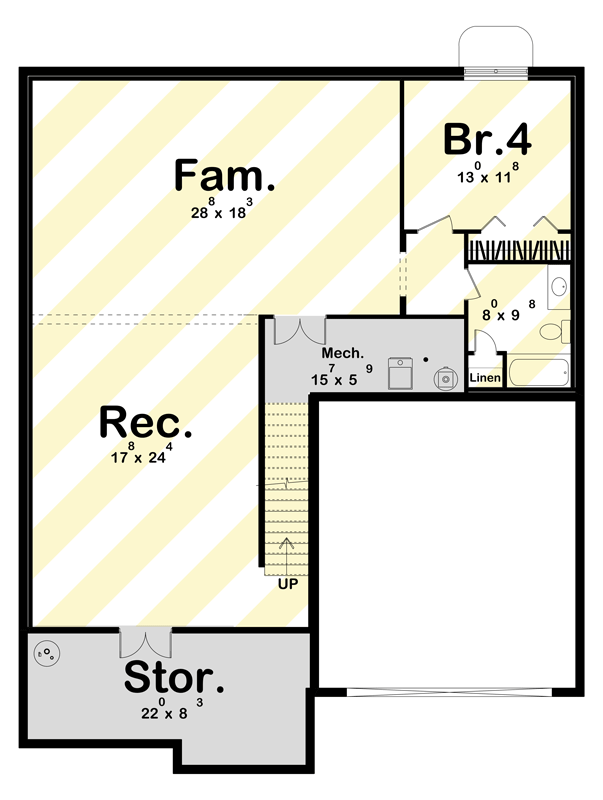 Plan 623531DJ: Modern Farmhouse Plan with Split Bedrooms and Optional Lower Level - Floor Plan - Lower Level Layout Option ($ Paid Option) - Country, New American, Traditional