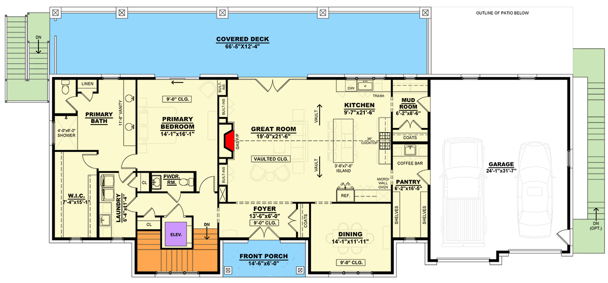 Plan 810040RBT: Spacious Modern Farmhouse with Walkout Basement and Flex Spaces - Floor Plan - Main Level - Modern Farmhouse, New American