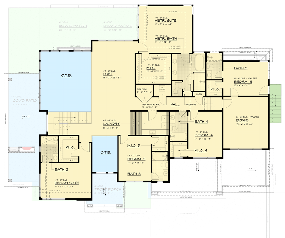 Plan 666301RAF: Modern Transitional House Plan with 4-Car Garage and Senior Suite - Floor Plan - 2nd Floor - Contemporary, Modern, Transitional