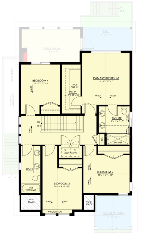 Plan 270119AF: Two-Story New American House Plan with 4 Bedrooms and Covered Outdoor Deck - Floor Plan - 2nd Floor - New American, Traditional