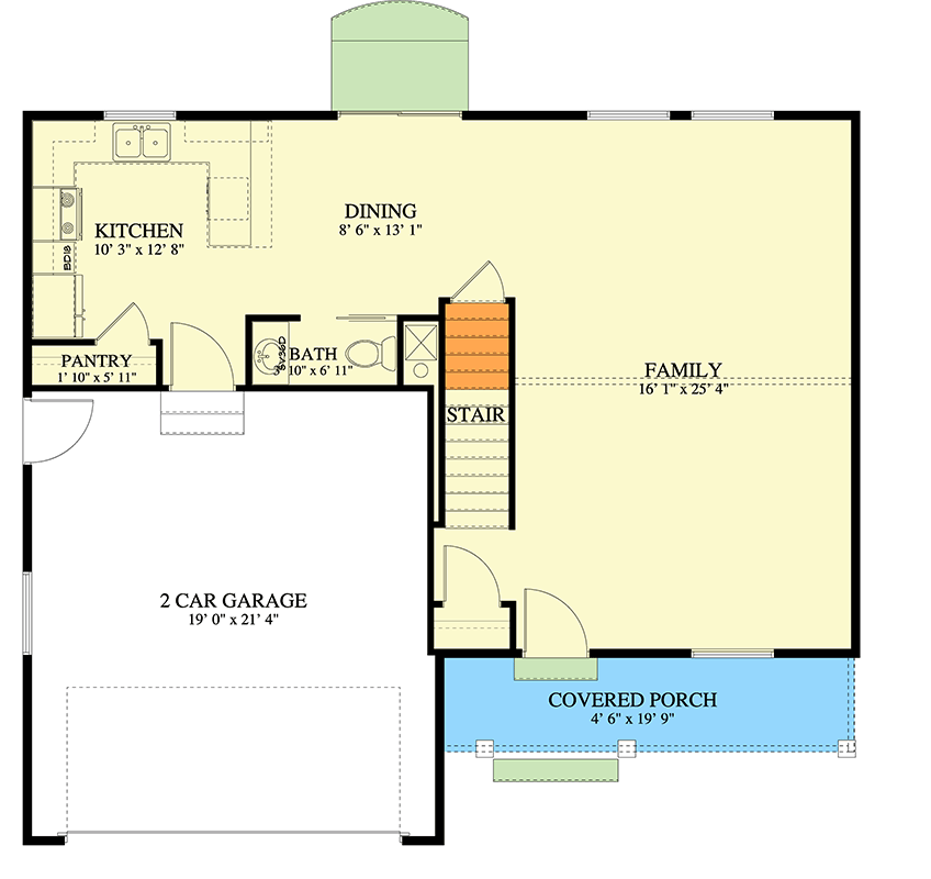 Plan 61643UT: Traditional Two-Story House Plan with Split Bedroom Design - Floor Plan - Main Level - Traditional